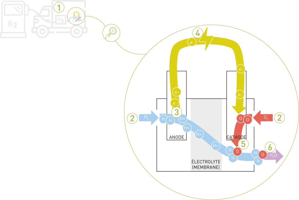 Blueprint explaining how a fuel cell works